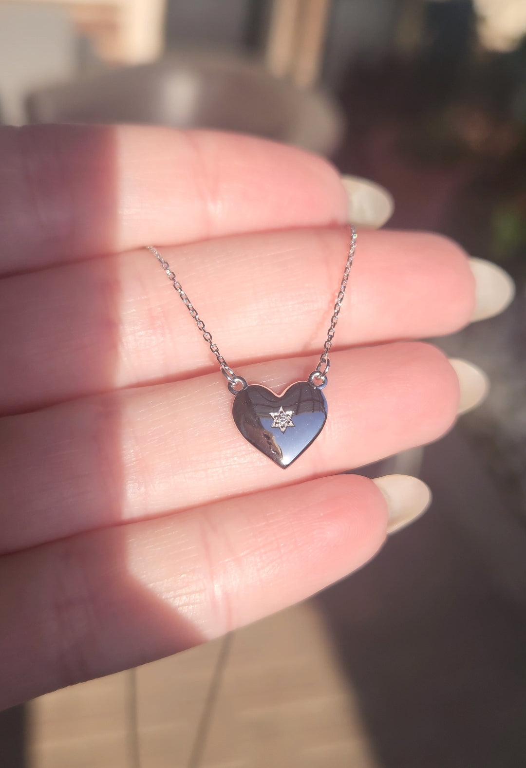 Stellar Star of David Heart Necklace by Margaret Krinetz, view 7