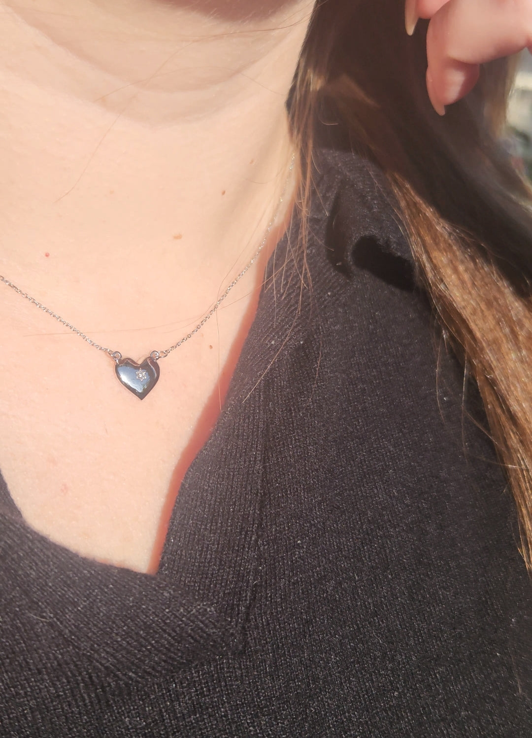 Stellar Star of David Heart Necklace by Margaret Krinetz, view 5