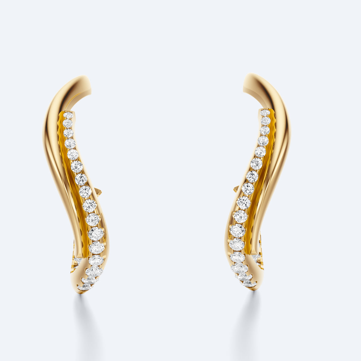 Wavy Diamond Hoop Earrings by Margaret Krinetz, view 5