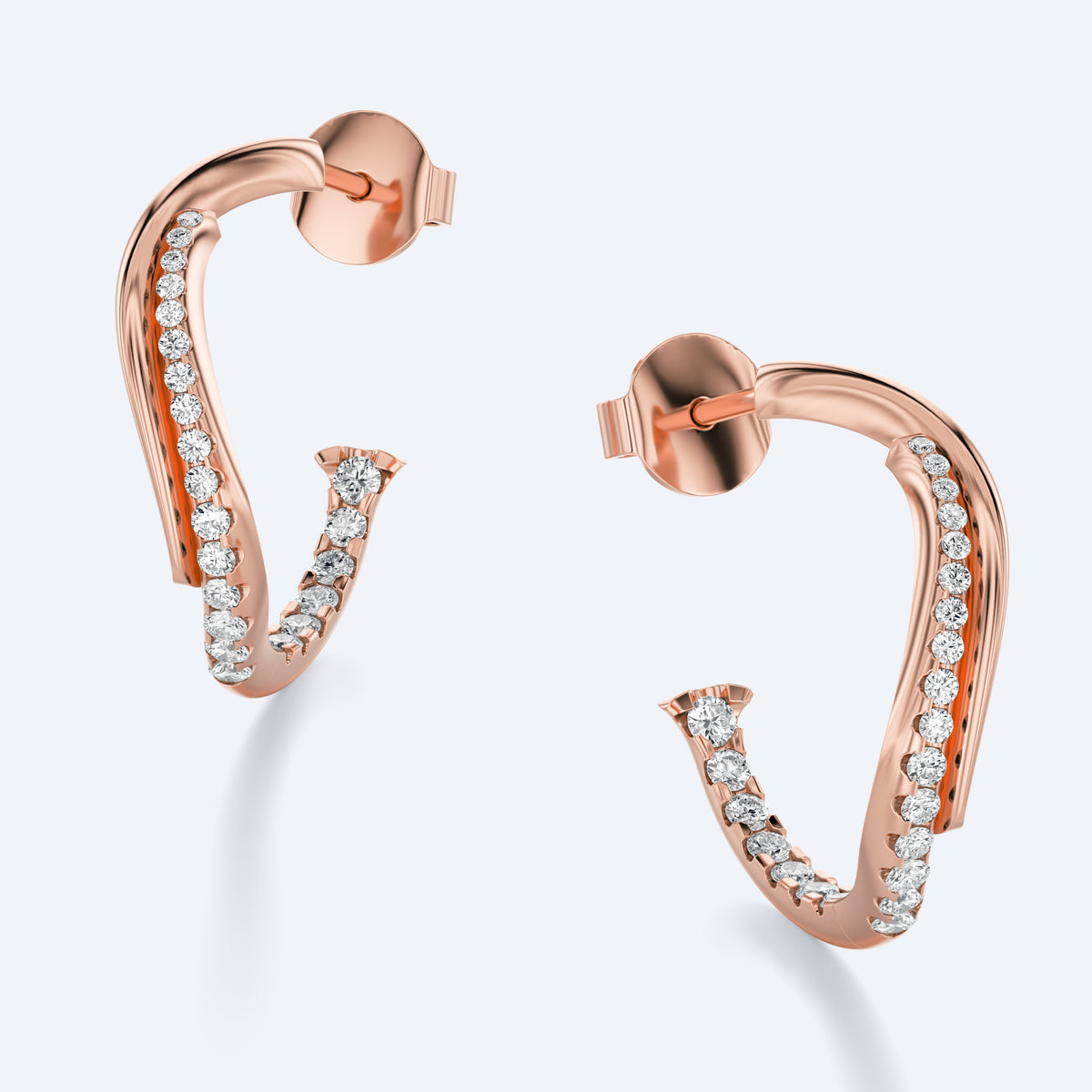 Wavy Diamond Hoop Earrings by Margaret Krinetz, view 4