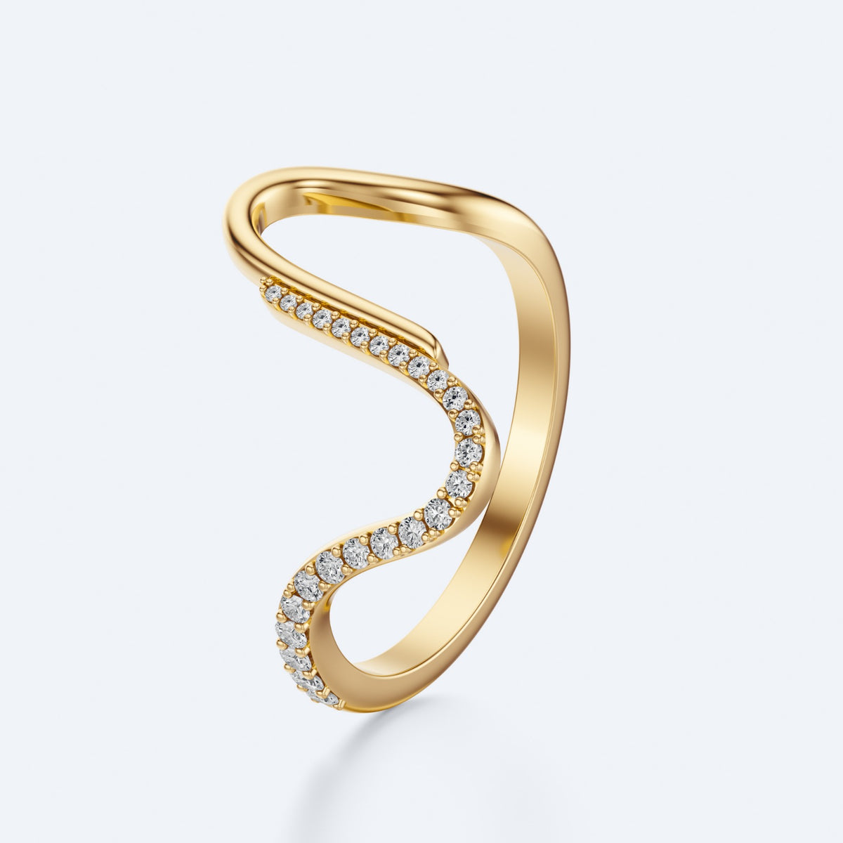 Wavy Diamond Ring, 18K recycled gold by Margaret Krinetz