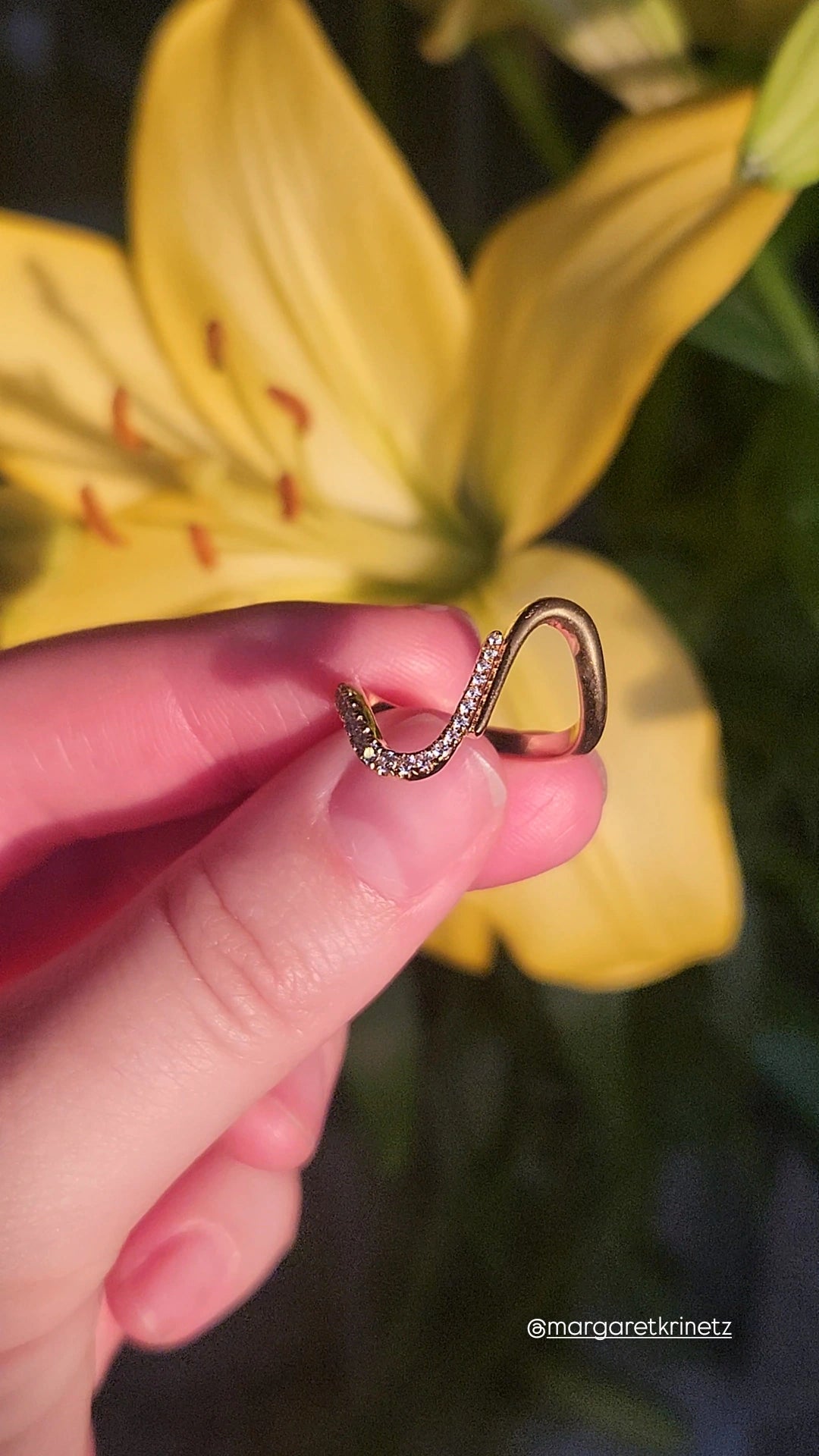 Wavy Diamond Ring by Margaret Krinetz, view 3