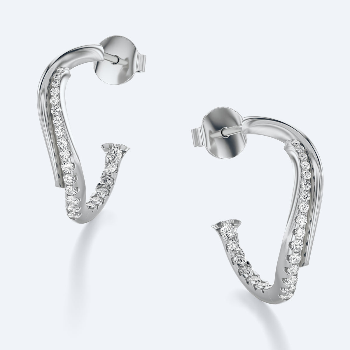 Wavy Diamond Hoop Earrings by Margaret Krinetz, view 3