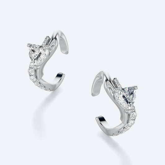 Wavy Diamond Heart Cuff Earrings by Margaret Krinetz, view 2