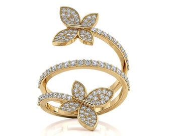 Two Butterflies Wrap Ring, 14K solid gold by Margaret Krinetz