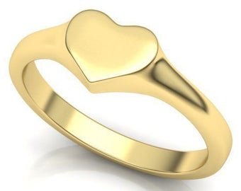 Signet Heart Ring, 14K solid gold by Margaret Krinetz