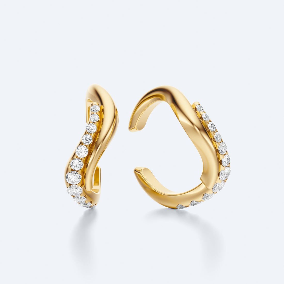 Wavy Diamond Cuff Earrings in 18K recycled gold