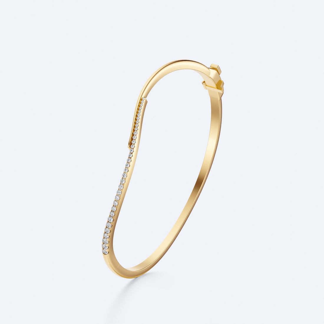 Wavy Diamond Bracelet, a rising gold wave in 18K recycled gold with natural diamonds