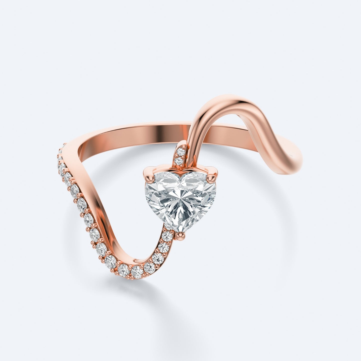 Wavy Heart Diamond Ring