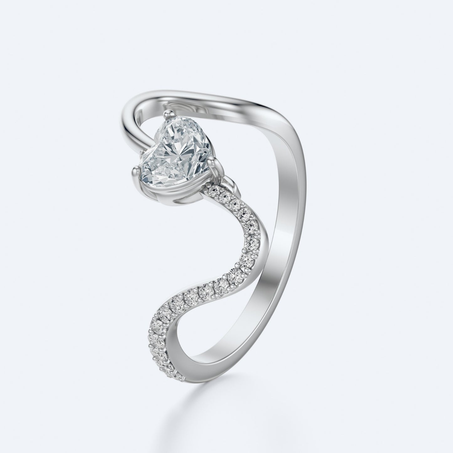 Wavy Heart Diamond Ring