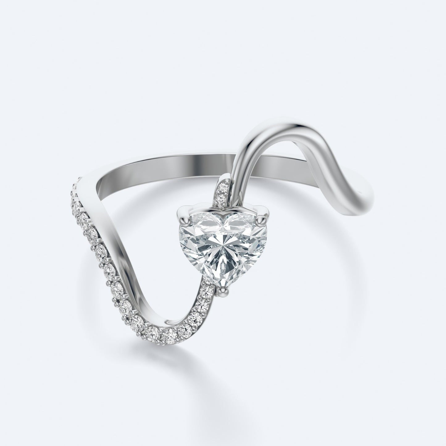 Wavy Heart Diamond Ring