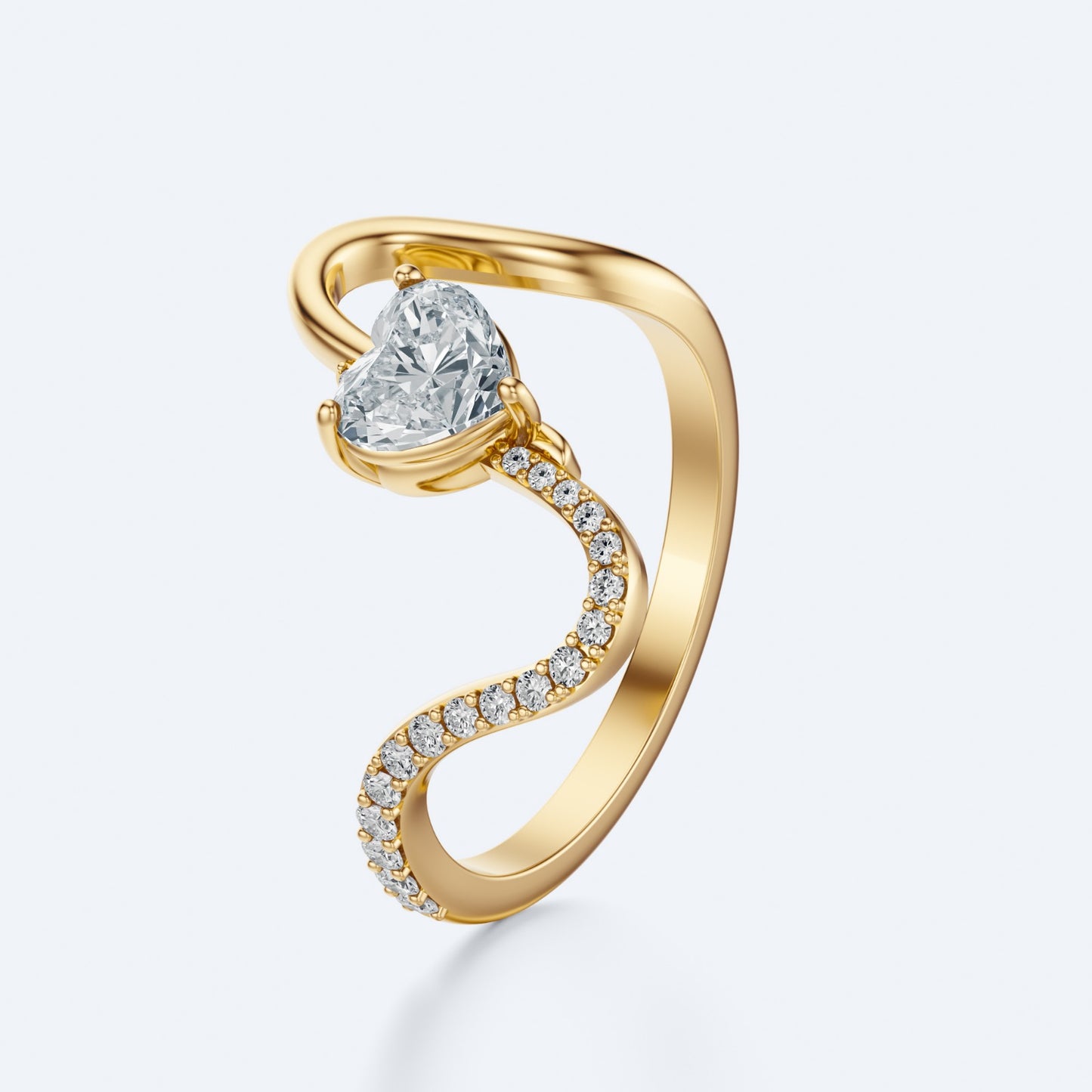 Wavy Heart Diamond Ring