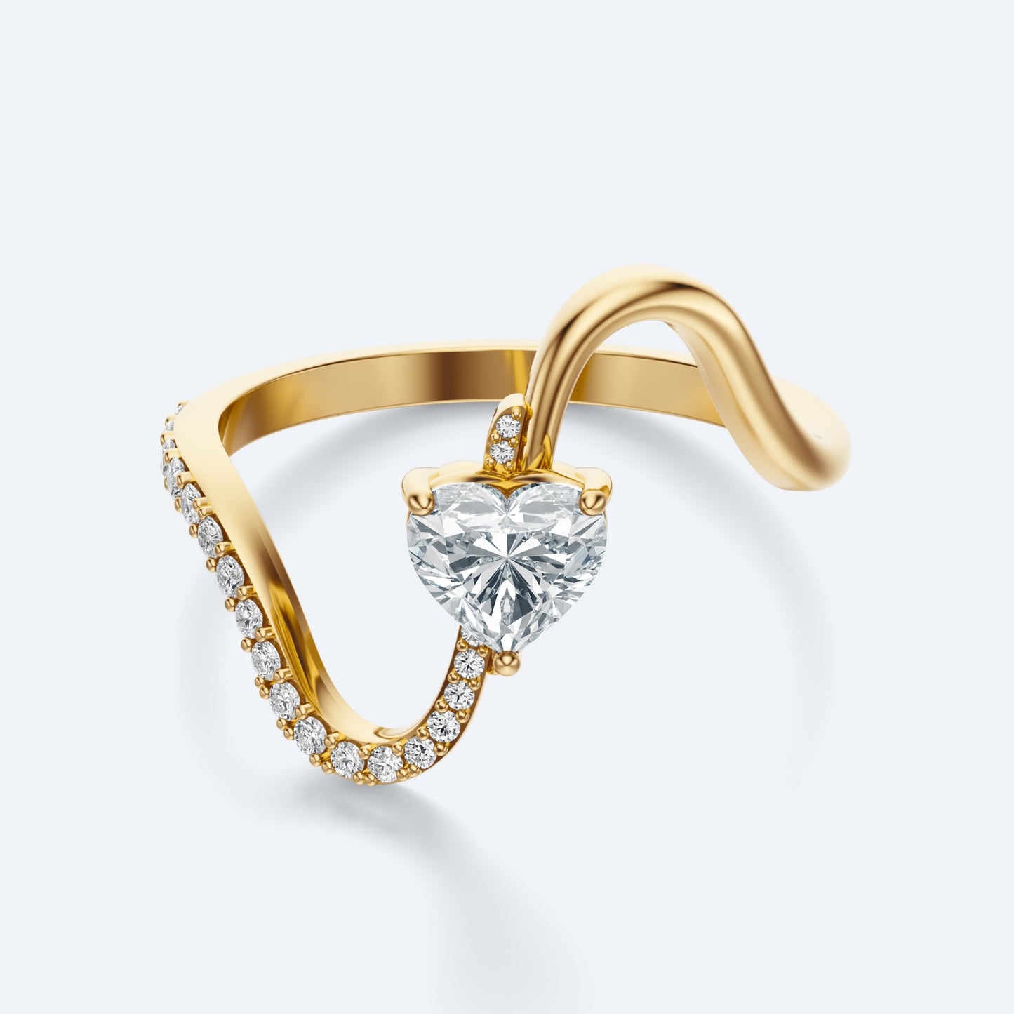 Wavy Heart Diamond Ring