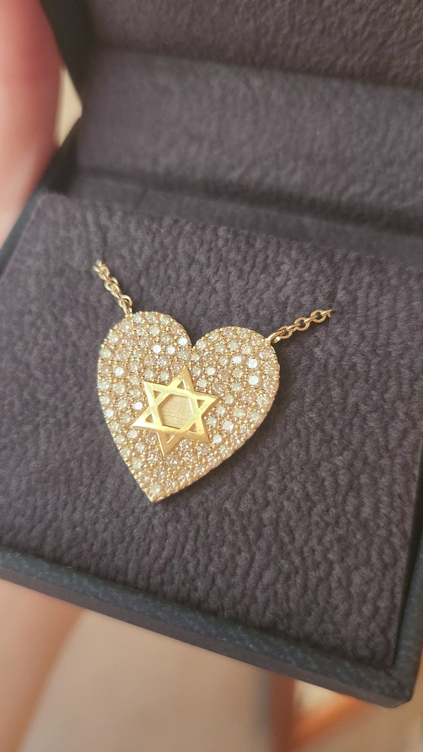 Pave Heart Star of David Diamond Necklace