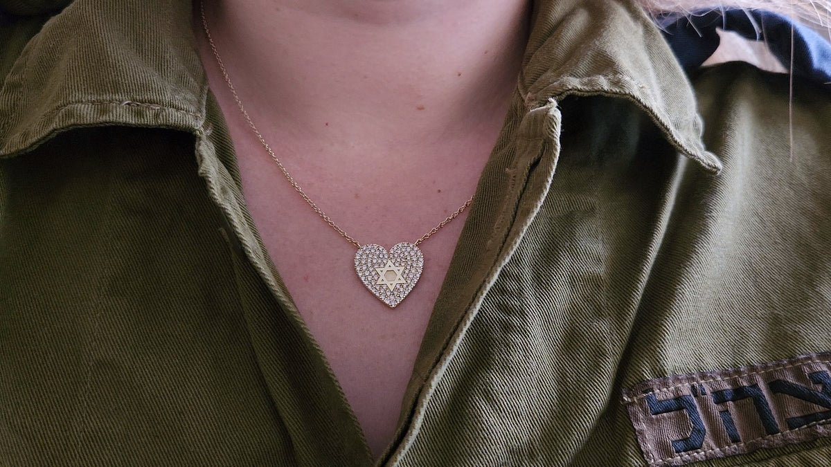 Pave Heart Star of David Diamond Necklace by Margaret Krinetz