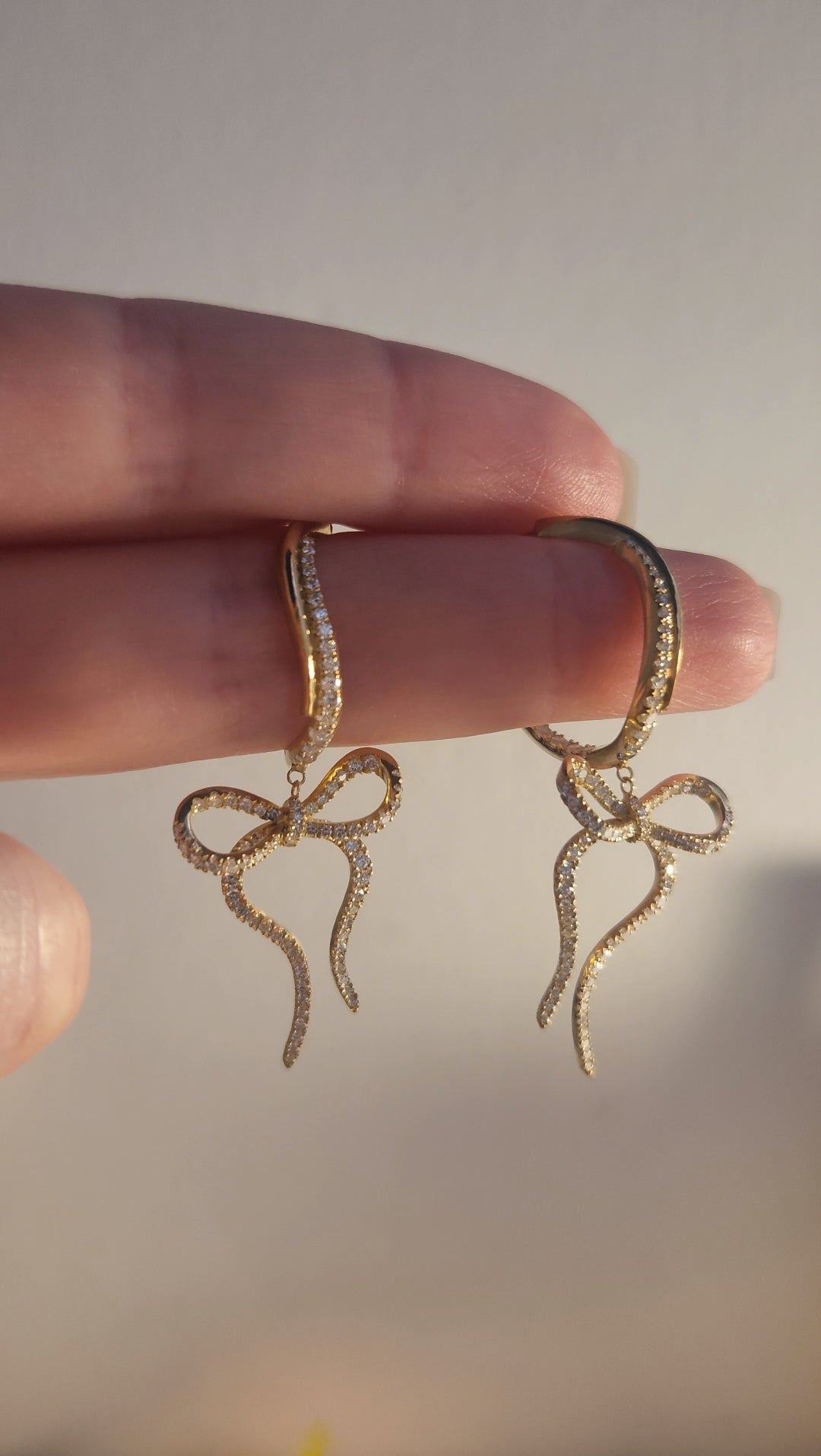 Wavy Bow Diamond Hoops