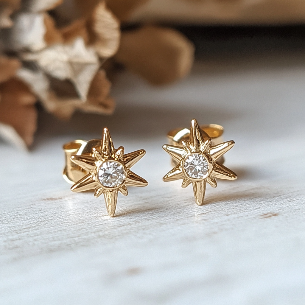 North star studs compass studs diamond studs