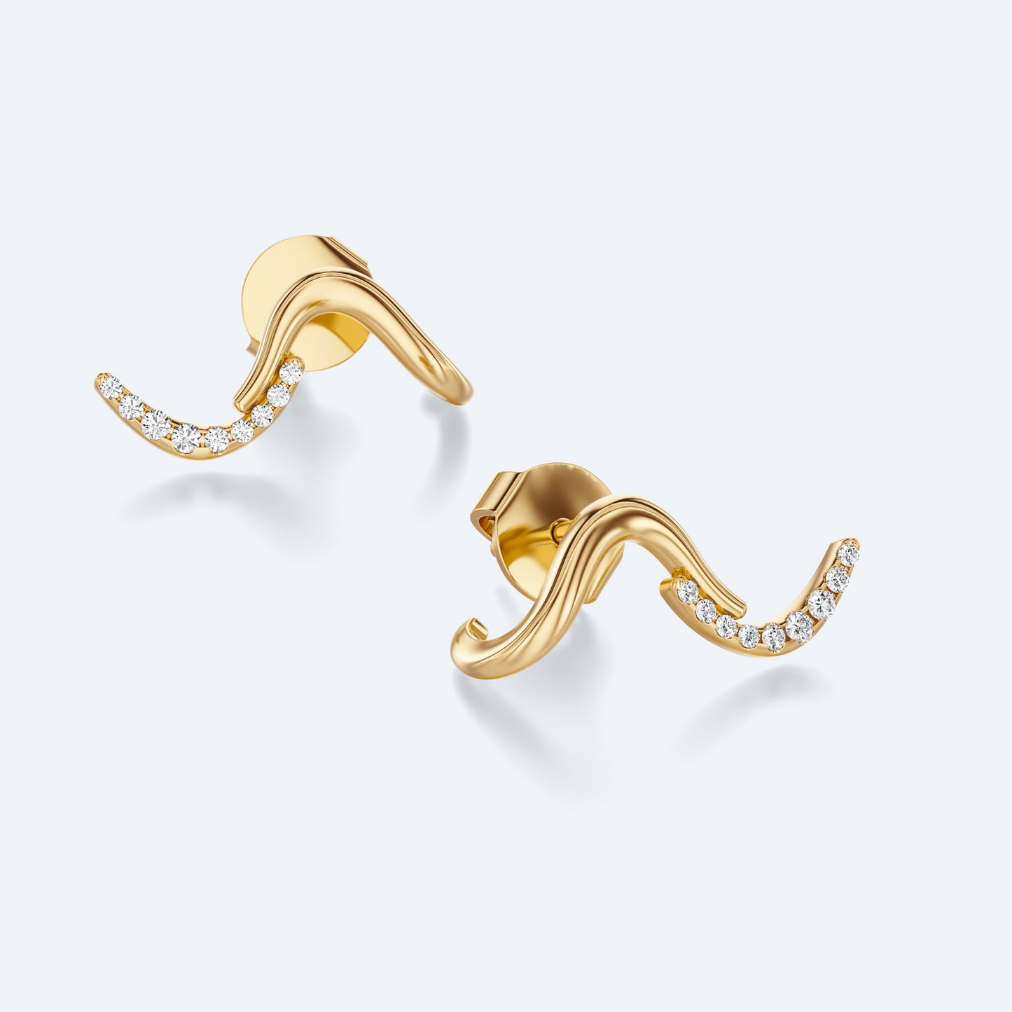 Wavy Diamond Stud Earrings