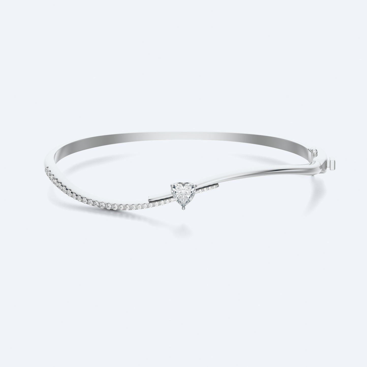 Wavy Diamond Heart Bangle