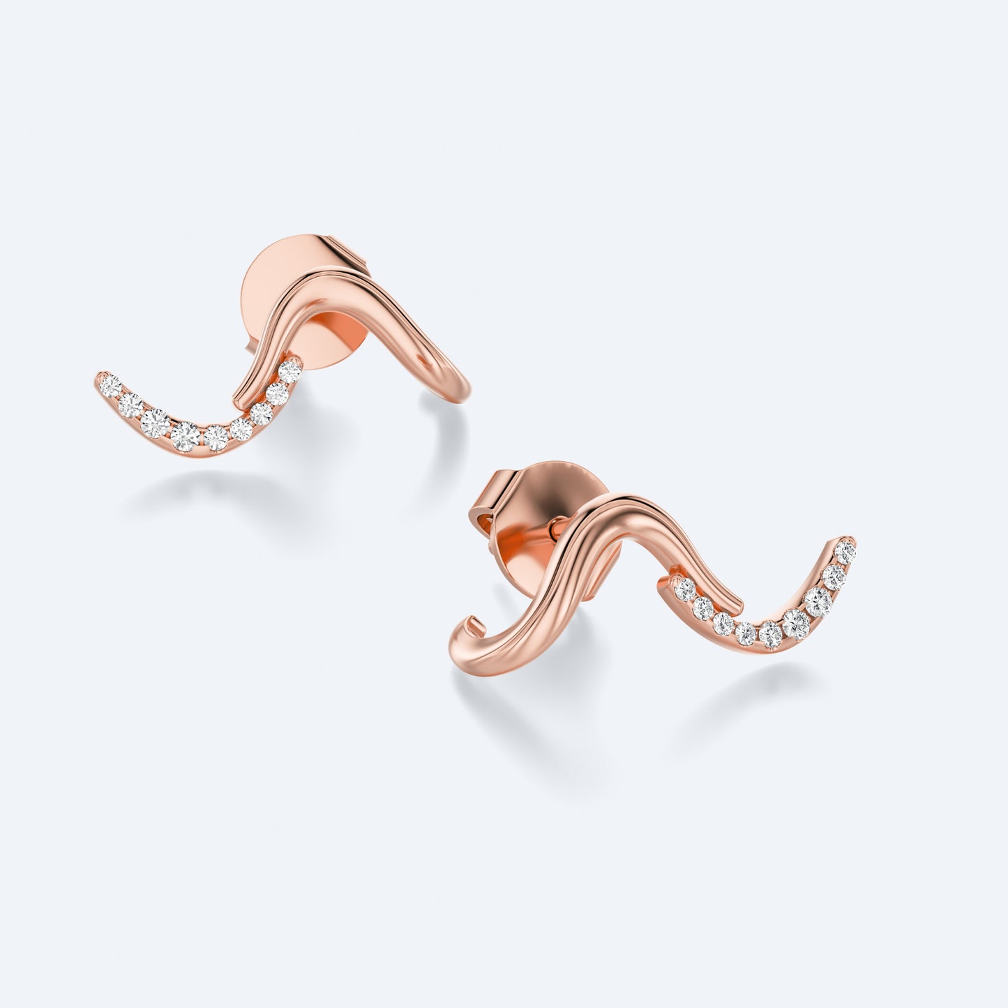 Wavy Diamond Stud Earrings