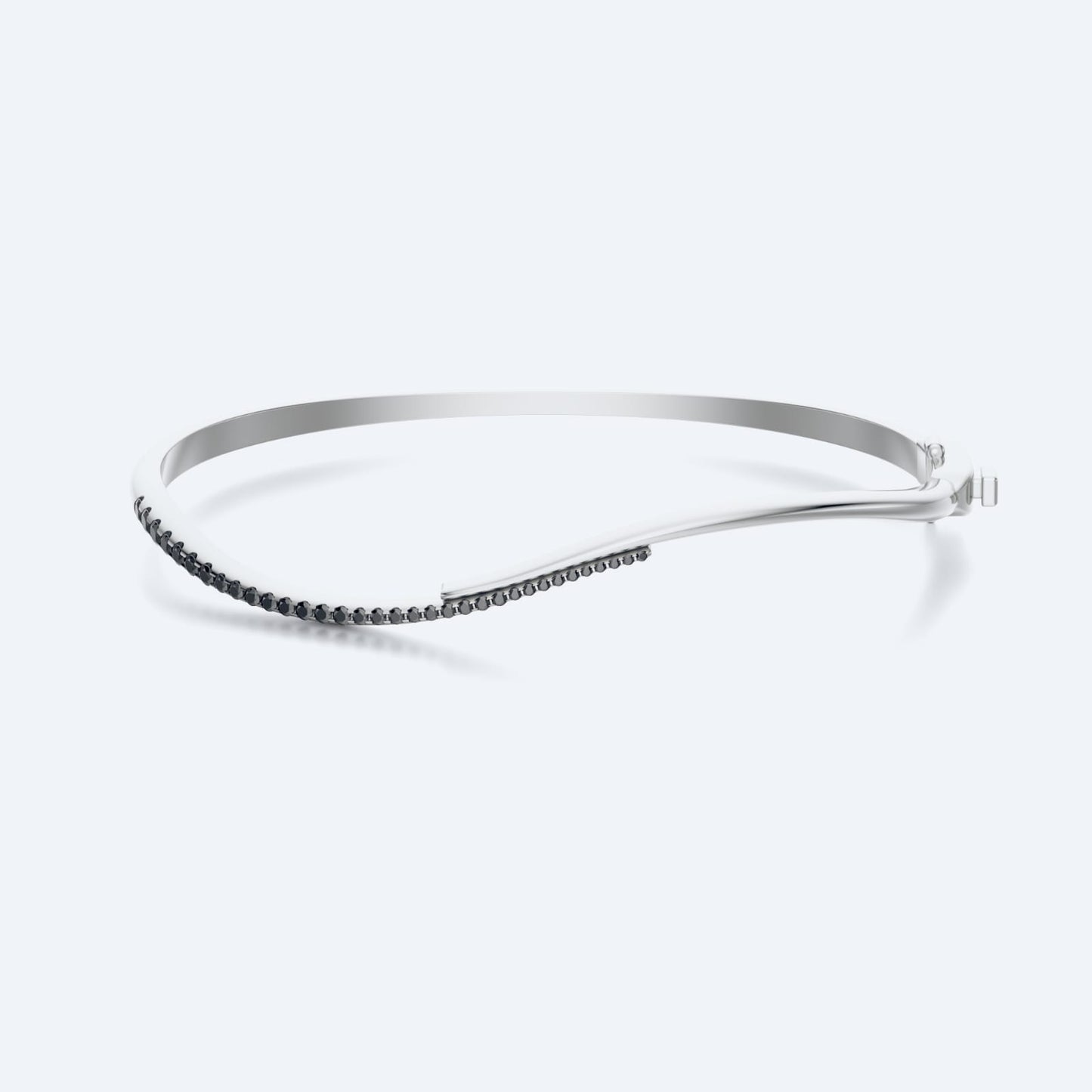 Wavy Black Diamond Bangle For Him