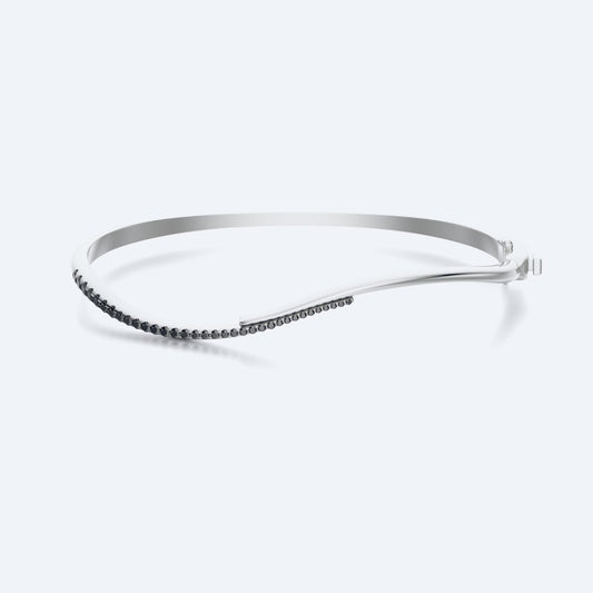 Wavy Black Diamond Bangle For Him