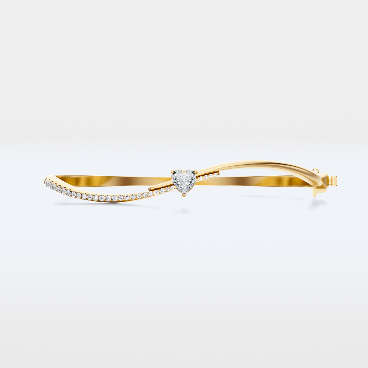 Wavy Diamond Heart Bangle