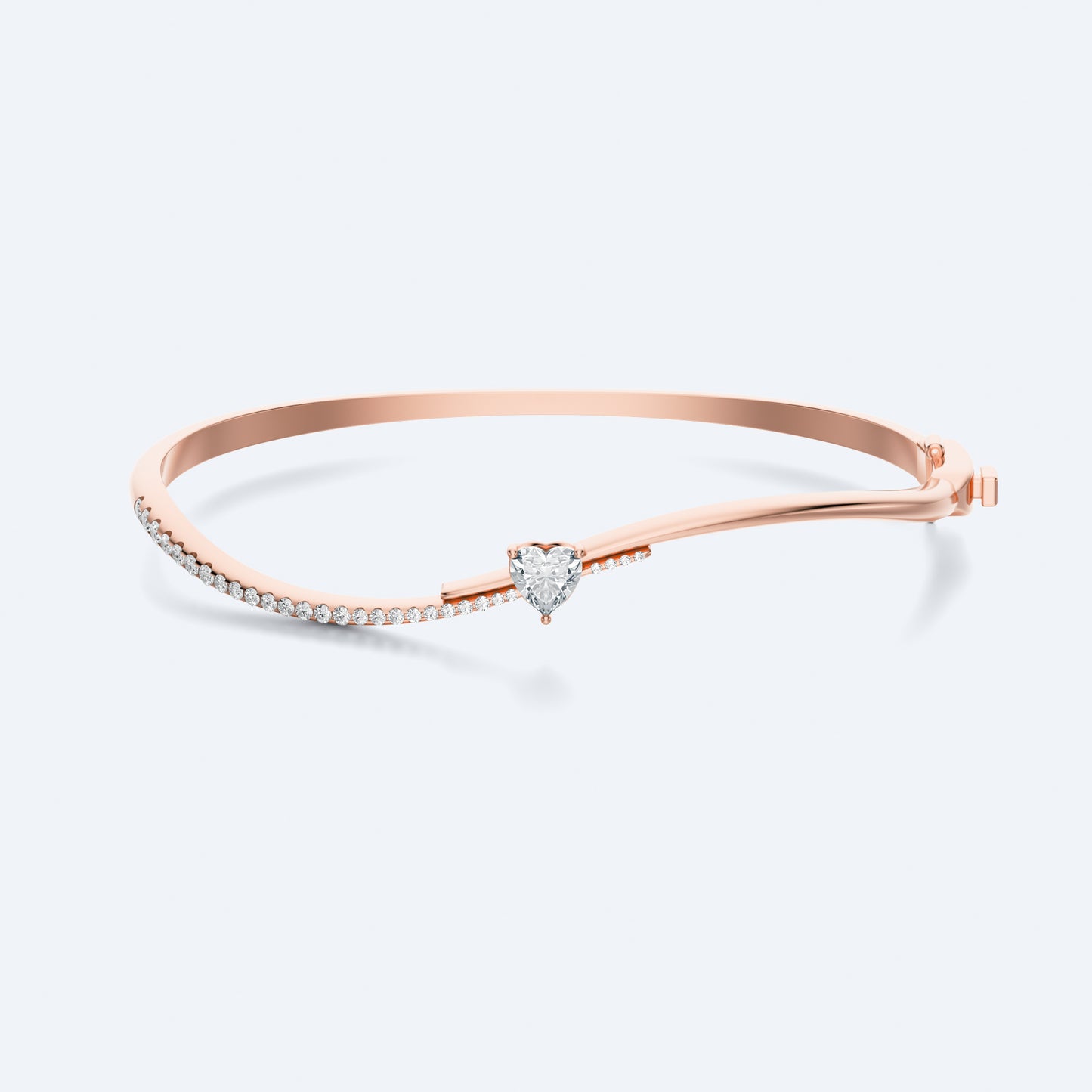 Wavy Diamond Heart Bangle