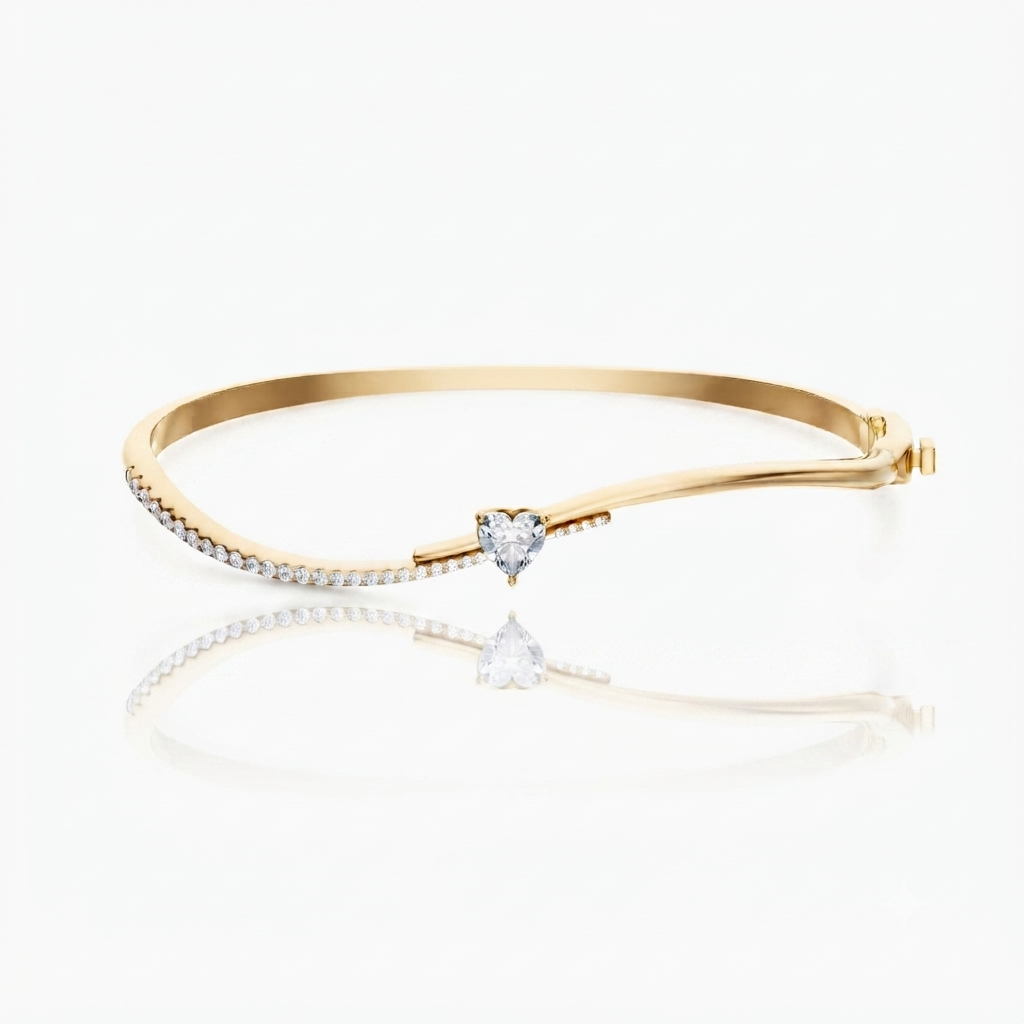 Wavy Diamond Heart Bangle