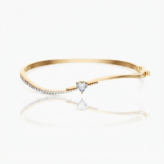 Wavy Diamond Heart Bangle