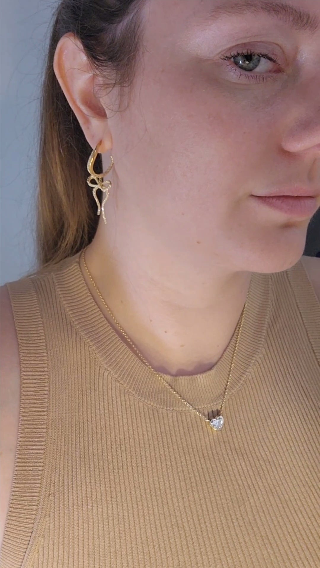 Wavy Bow Diamond Hoops